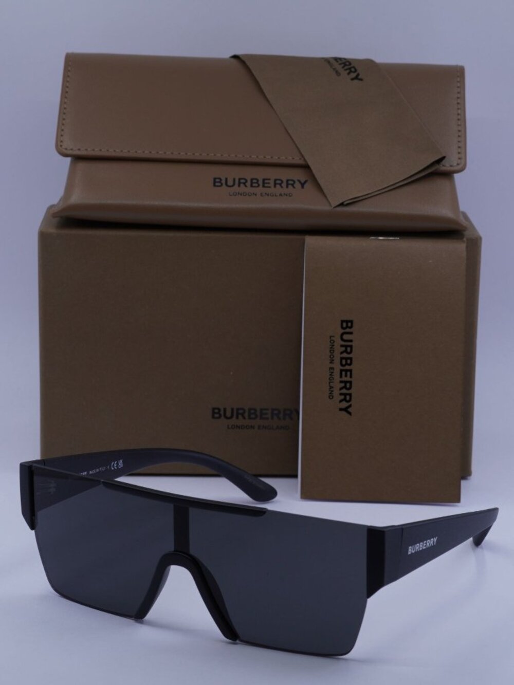 Burberry BE4291 3464/87 Shield Sunglasses - Black/Grey